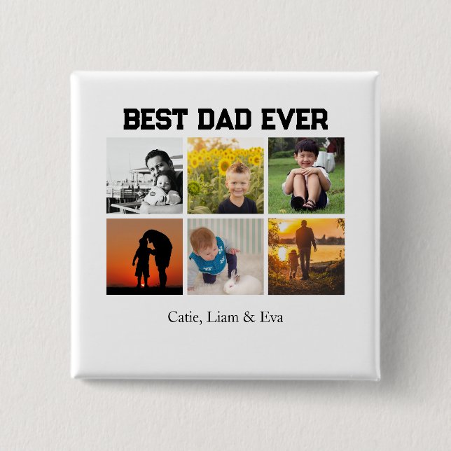 Best Dad Ever Customizable name and images Button (Vorderseite)