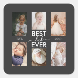 Best Dad Ever Customizable year and images Quadratischer Aufkleber
