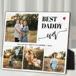 Best dad ever family photo collage heart fotoplatte<br><div class="desc">Create your own modern simple best daddy ever typography script with 4 custom photos keepsake black and white plaque for Father's Day, his birthday, or any other occasion.</div>