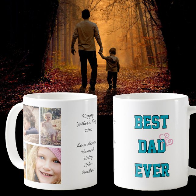 Best Dad Ever Father's Day or Any Occasion Photo Kaffeetasse (Center cursive text is fully editable making this the perfect Dad gift for any occasion.)