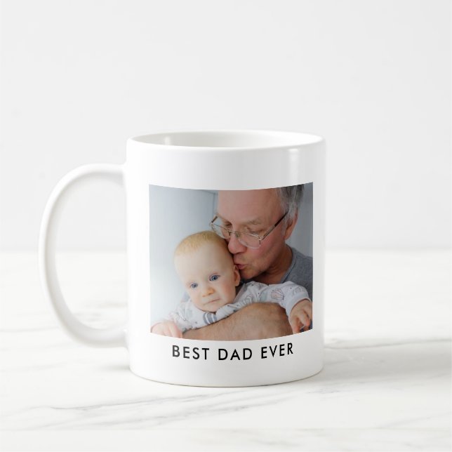 Best Dad Ever Full Photo Personalized Coffee Mug (Gauche)