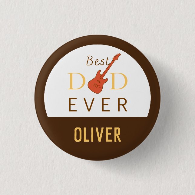 Best Dad Ever Music Guitar Modern Cool Fathers Day Button (Vorderseite)