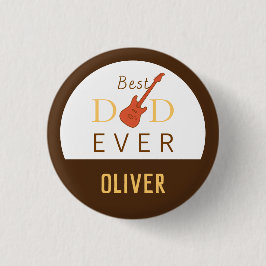 Best Dad Ever Music Guitar Modern Cool Fathers Day Button