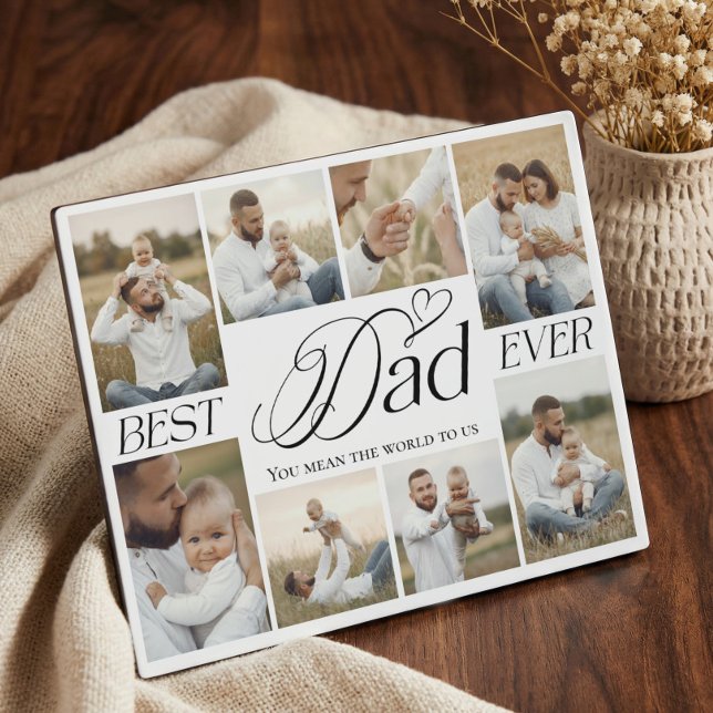 Best Dad Ever Personalized Photo Collage keepsake Fotoplatte (Von Creator hochgeladen)
