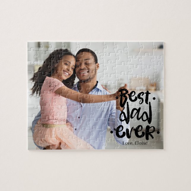 Best Dad Ever Photo Black Script Overlay Daughter (Horizontal)