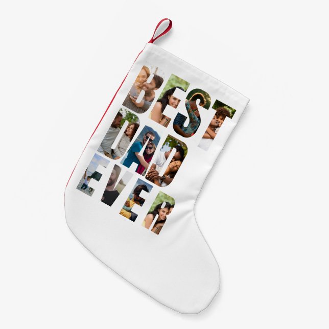 Best Dad Ever | Photo Collage Placeholder Template Kleiner Weihnachtsstrumpf (Vorderansicht (hängend))