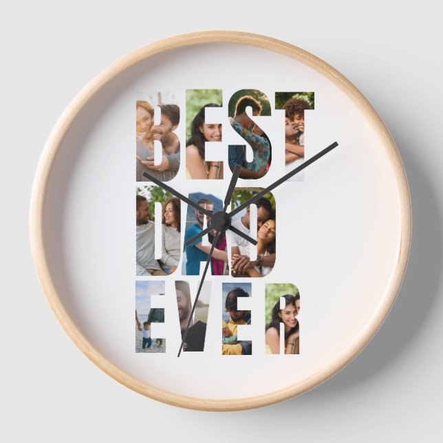 Best Dad Ever | Photo Collage Placeholder Template Uhr (Vorderseite)