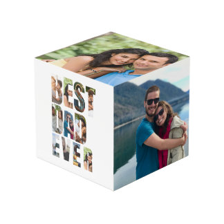 Best Dad Ever | Photo Collage Placeholder Template Würfel