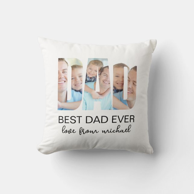 Best Dad Ever Photo Letter Kissen (Vorderseite)