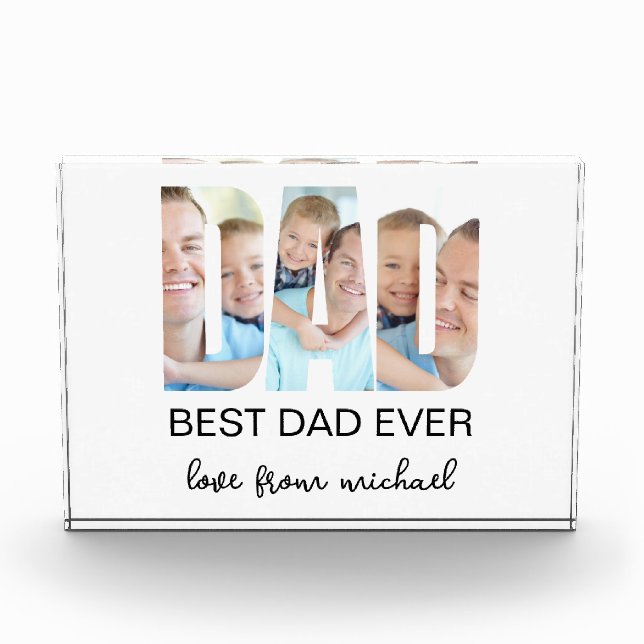 Best Dad Ever Photo Letter Photo Block (Vorderseite)