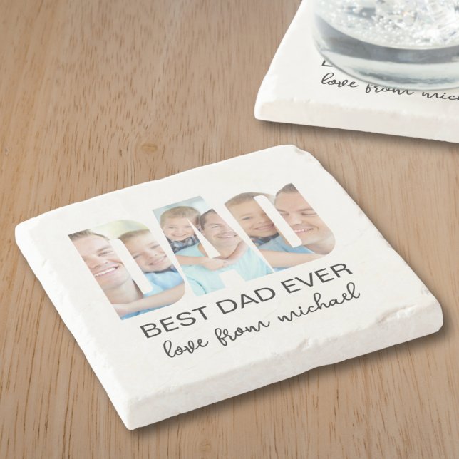 Best Dad Ever Photo Letter Steinuntersetzer (Von Creator hochgeladen)