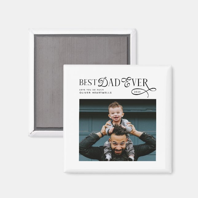  Best Dad Ever Photo Modern Fathers Day Gifts Magnet (Vorderseite/Rückseite)
