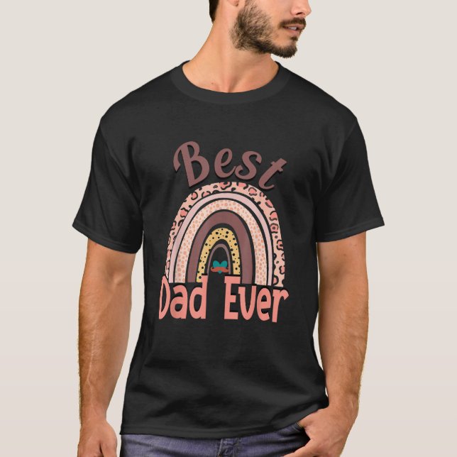 Best Dad Ever Rainbow Daddy Papa Father s Day 2023 T-Shirt (Vorderseite)