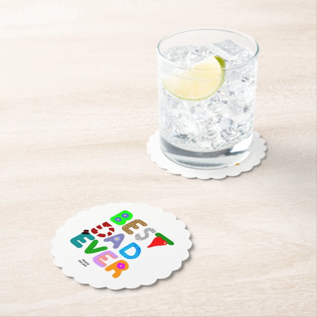 Best Dad Ever Scalloped Round Paper Coaster Untersetzer (Vor Ort)