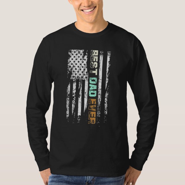 Best Dad Ever US American Flag Fathers Day Dad Pat T-Shirt (Vorderseite)