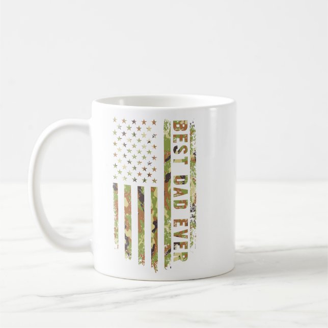 Best Dad Ever US Patriot Camouflage American Flag Kaffeetasse (Links)