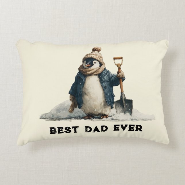 Best Dad Ever Winter Penguin Design Dekokissen (Vorderseite)