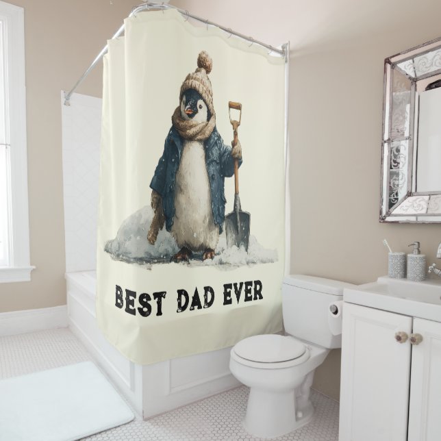 Best Dad Ever Winter Penguin Design Duschvorhang (Beispiel)