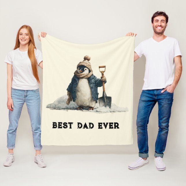 Best Dad Ever Winter Penguin Design Fleecedecke (Beispiel)
