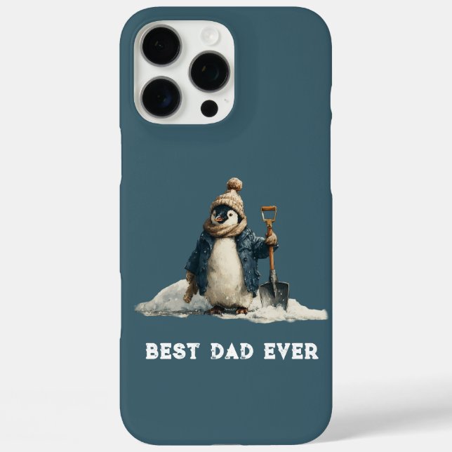 Best Dad Ever Winter Penguin Design iPhone 16 Pro Max Hülle (Rückseite)