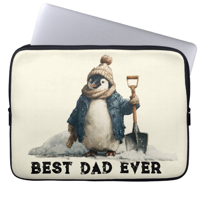 Best Dad Ever Winter Penguin Design Laptopschutzhülle (Vorderseite)