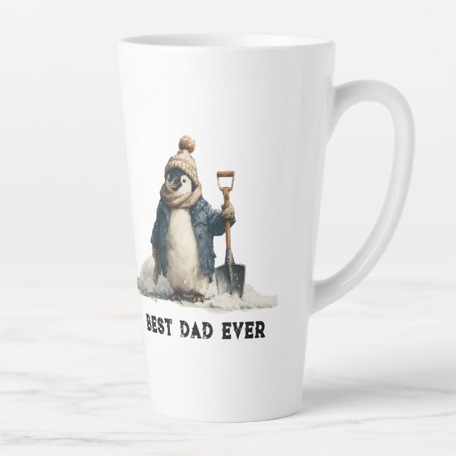 Best Dad Ever Winter Penguin Design Milchtasse (Rechts)
