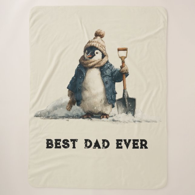 Best Dad Ever Winter Penguin Design Sherpadecke (Vorderseite)