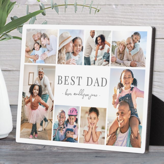 Best Dad Father's Day Photo Collage Fotoplatte (Simple Best Dad Collage plaque)