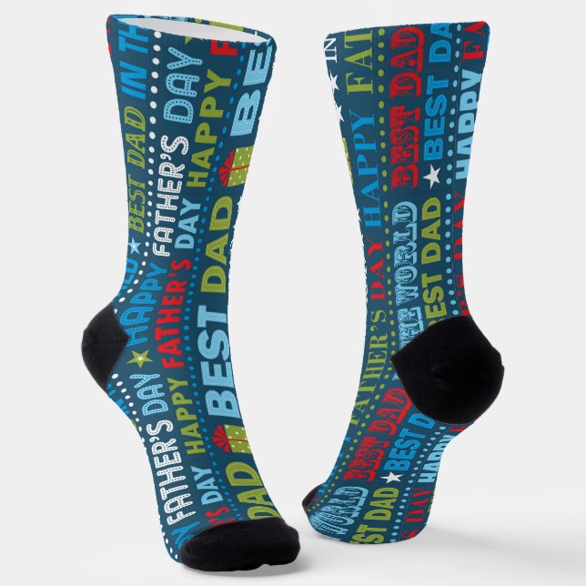 Best Dad ,Fathers Day Typography Pattern Socken (Gewinkelt)