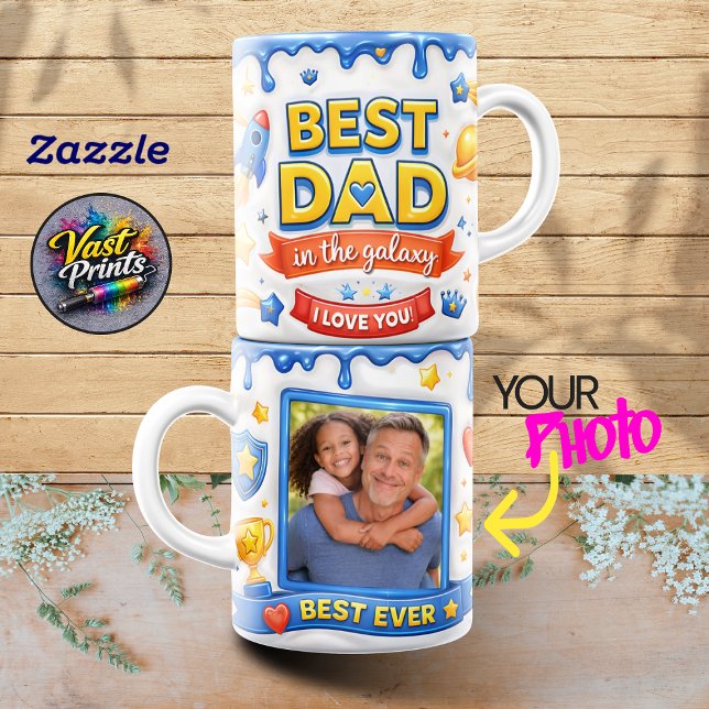 Best Dad in the Galaxy Rocket Ship Photo Collage Tasse (Best Dad in the Galaxy Rocket Ship Photo Collage Mug)