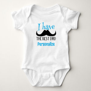 Best dad mustache Väter Tag Custom blauer Text Jun Baby Strampler