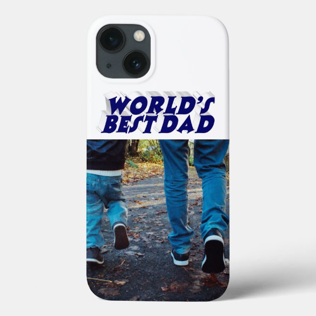 Best Dad photo dark blue 3d text Case-Mate iPhone Hülle (Rückseite)