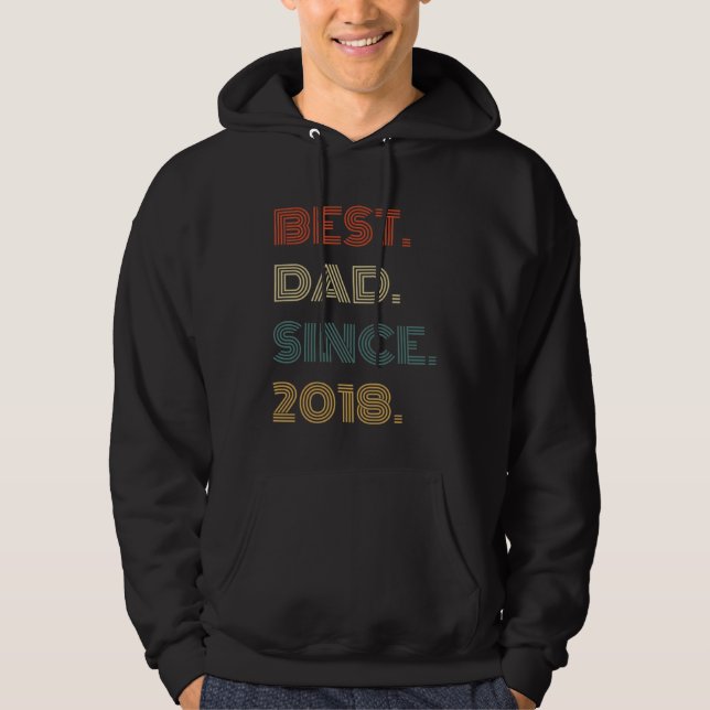 Best Dad Since 2018 Clothes  for Him Men Retro Vin Hoodie (Vorderseite)