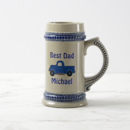 Best Dad Vintage Handpainted Blue Truck Bierglas