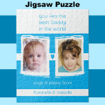 Best Daddy 2 Fotos geben die Namen weiß blau<br><div class="desc">Jigsaw Puzzle Geschenkidee für den besten Papa der Welt. Warum nicht das Puzzle rahmen,  wenn es zusammengestellt wurde. Fügen Sie 2 Fotos und Kindernamen hinzu. Hugs & Kisses von den Kindern. Weiß und blau.</div>