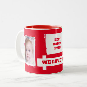 Best Daddy Ever 2 Fotos Liebe Sie weiß rot Zweifarbige Tasse