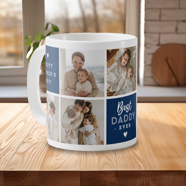'Best Daddy Ever' Nachricht Custom 7 Foto Collage Kaffeetasse (Von Creator hochgeladen)