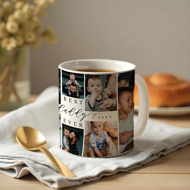 Best Daddy Ever | Vatertag 8 FotoCollage Kaffeetasse (Best Daddy Ever | Father's Day 8 Photo Collage Coffee Mug)
