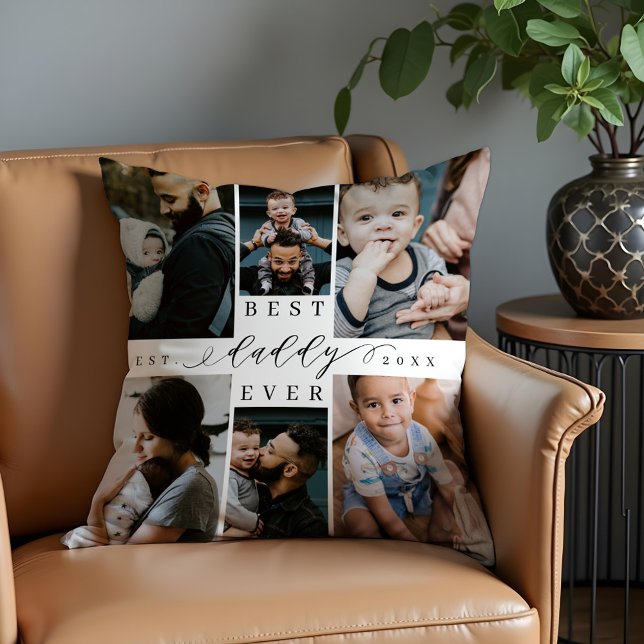 Best Daddy Ever | Vatertag 8 FotoCollage Kissen (Best Daddy Ever | Father's Day 8 Photo Collage Throw Pillow)