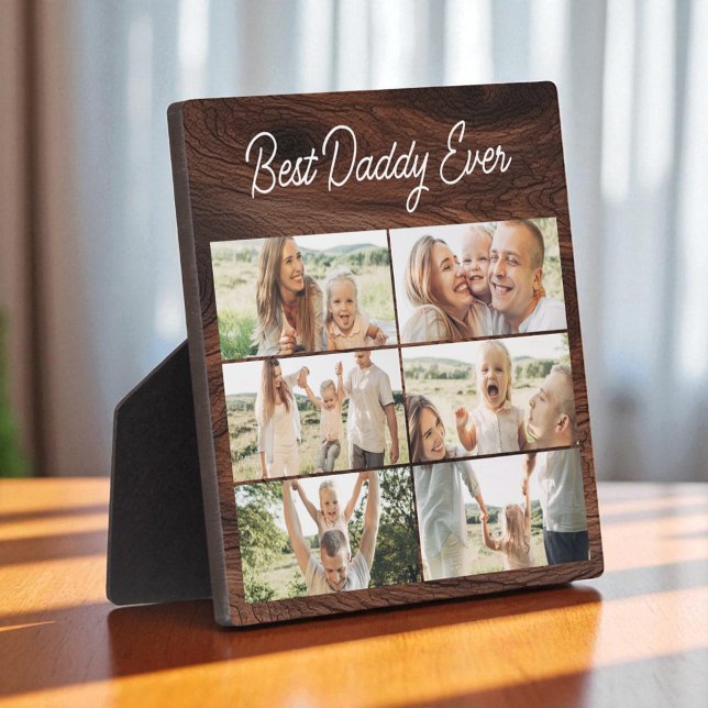 Best Daddy Ever Wood Father's Day 6 Photo Collage  Fotoplatte (Von Creator hochgeladen)