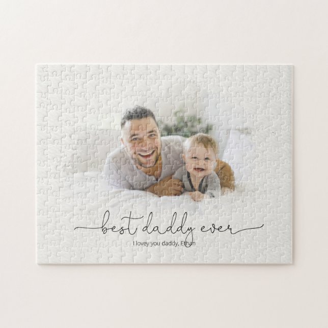 Best Daddy je Watercolor Foto Maskenname (Horizontal)
