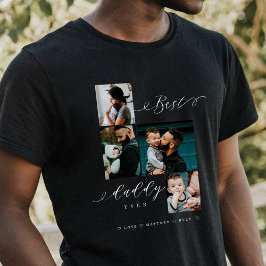 Best Daddy jemals Script Family Foto Keepake Black Tri-Blend Shirt