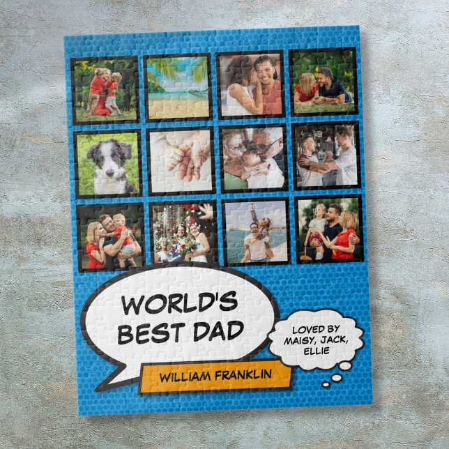 Best Daddy Vater Vater 12 Foto Blue Fun Comic (Best Daddy Dad Father 12 Photo Blue Fun Comic Jigsaw Puzzle)
