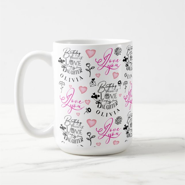 Best Daughter Birthday Custom Text Kaffeetasse (Links)
