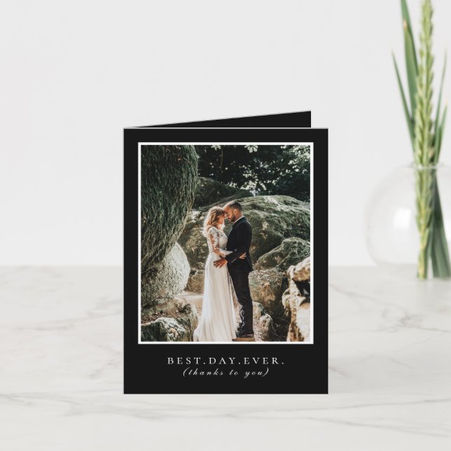 Best Day Ever Black Wedding Foto Vielen Dank Dankeskarte (Vorderseite)