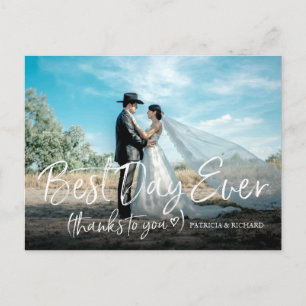 Best Day Ever Chic Wedding Danke Foto Postkarte