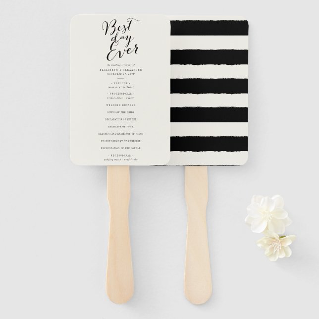 Best Day Ever Classic Script Chic Wedding Program Fächer (Vorne und Hinten)