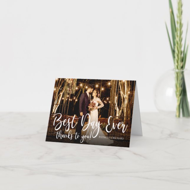 Best Day Ever Elegantes Foto Hochzeit Vielen Dank Dankeskarte (Vorderseite)