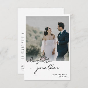 Best Day Ever Foto Calligraphy Script Wedding Dankeskarte