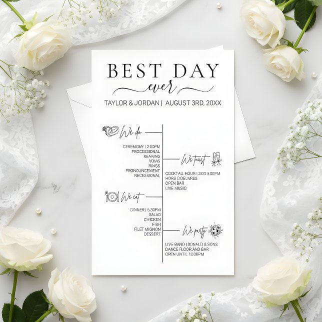 Best Day Ever | Minimalist Wedding Itinerary  Flyer (Von Creator hochgeladen)